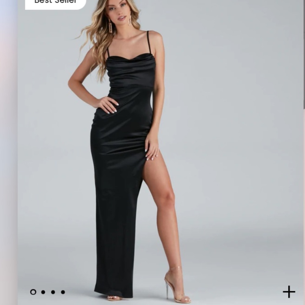 Prom Lola High Slit Satin Dress Size Xs